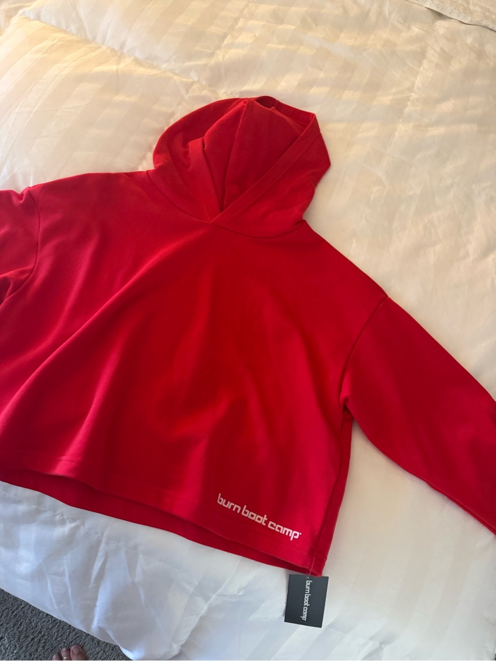 Red Cropped Hoodie with 'BURN' Graphic - Picture 3 of 3